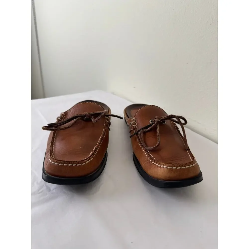Tommy Bahama Starboard Leather Mule Loafers Brandy Brown Tan Men’s 8